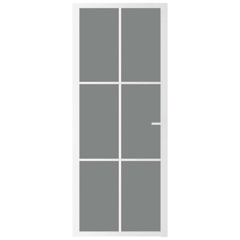 Drzwi wewnętrzne, 83x201,5 cm, białe, szkło ESG i aluminium