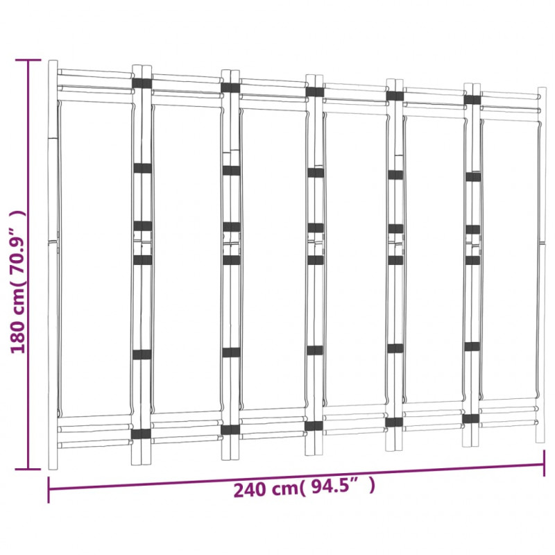 Składany parawan 6-panelowy, 240 cm, bambus i płótno
