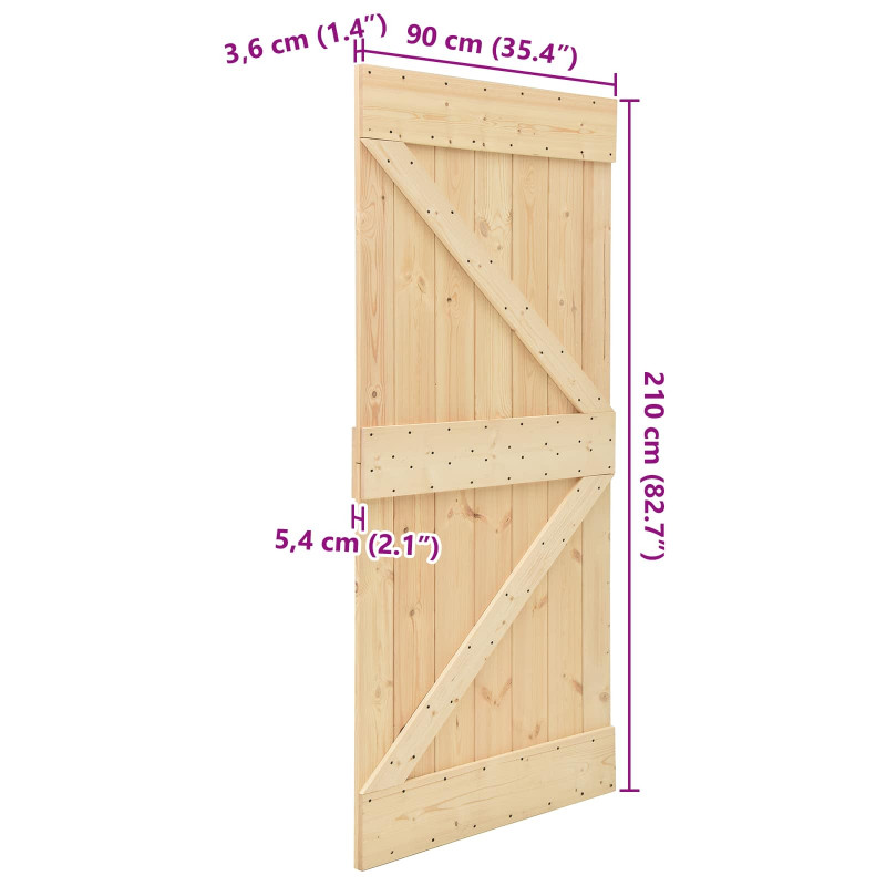 Drzwi NARVIK Naturalny 90 x 210 cm Lite Drewno Sosnowe