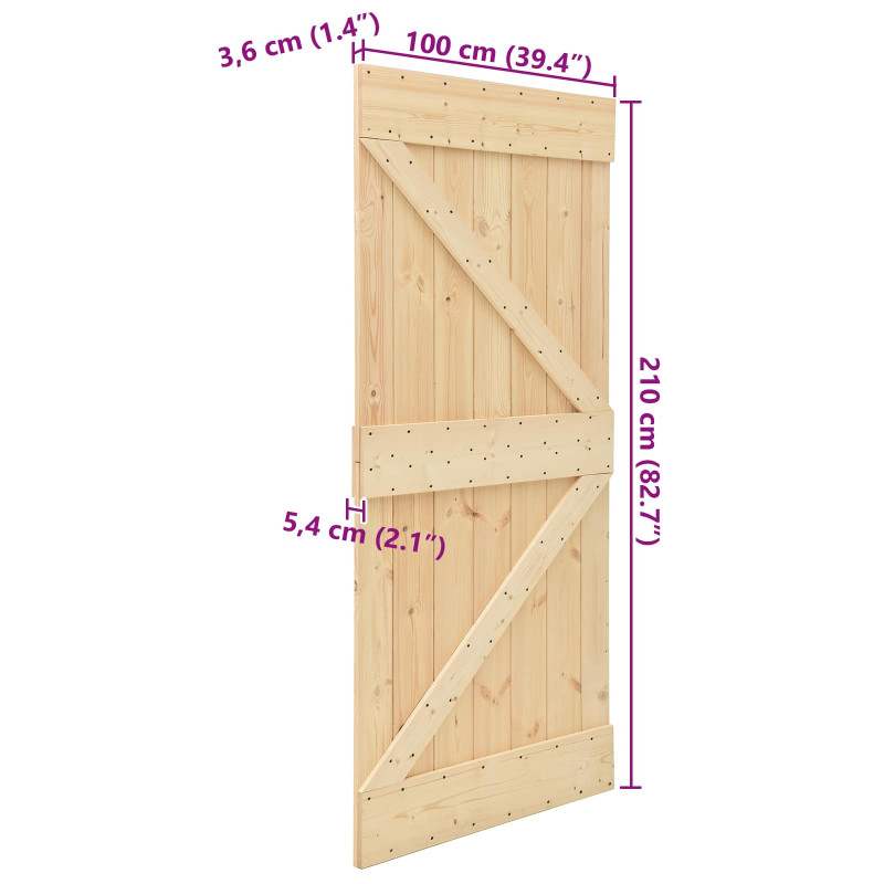 Drzwi NARVIK Naturalny 100 x 210 cm Lite Drewno Sosnowe