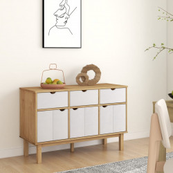 Szafka OTTA, brązowo-biała, 114x43x73,5 cm, lita sosna