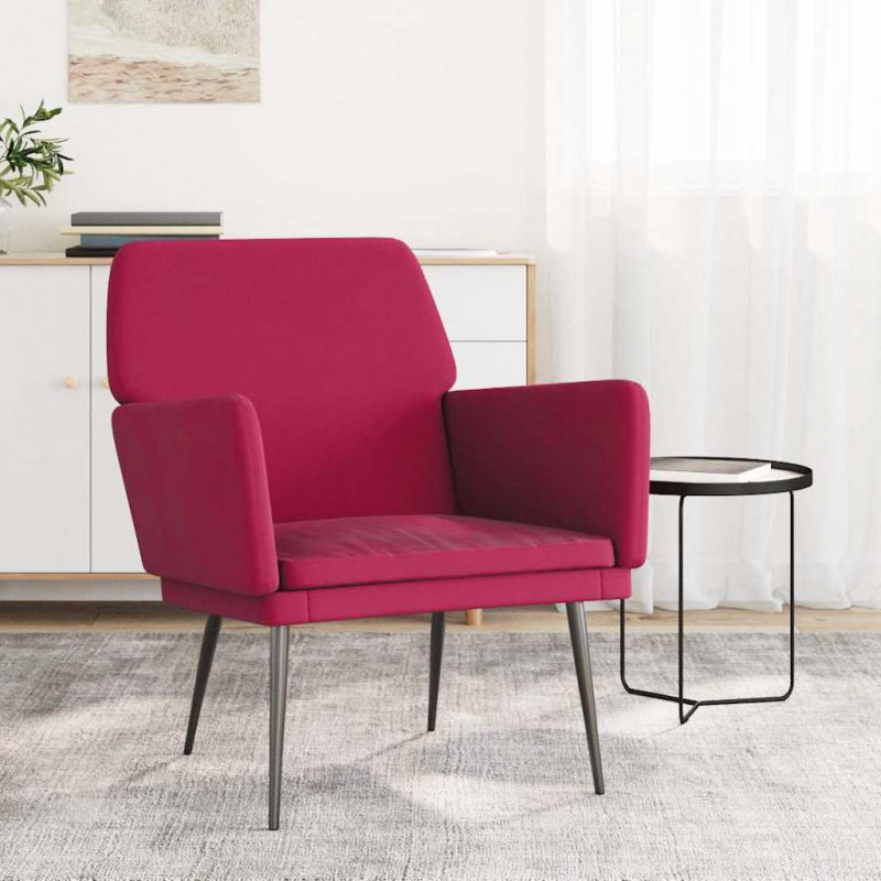 Fotel, winna czerwień, 62x79x79 cm, obity aksamitem