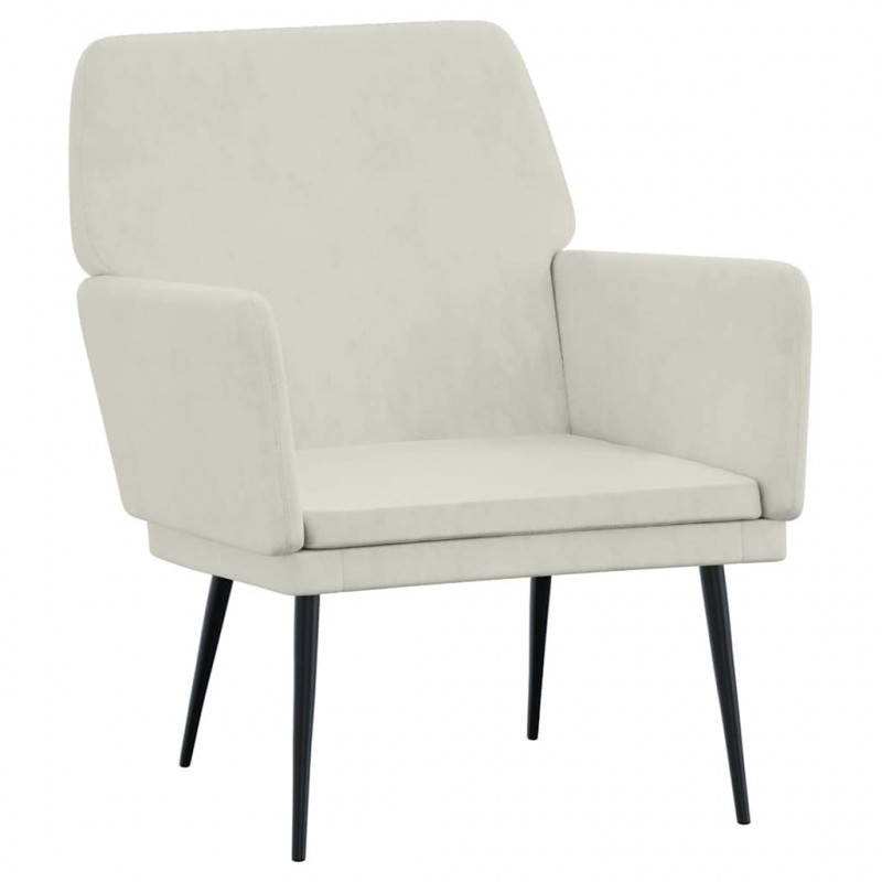 Fotel, kremowy, 62x79x79 cm, obity aksamitem