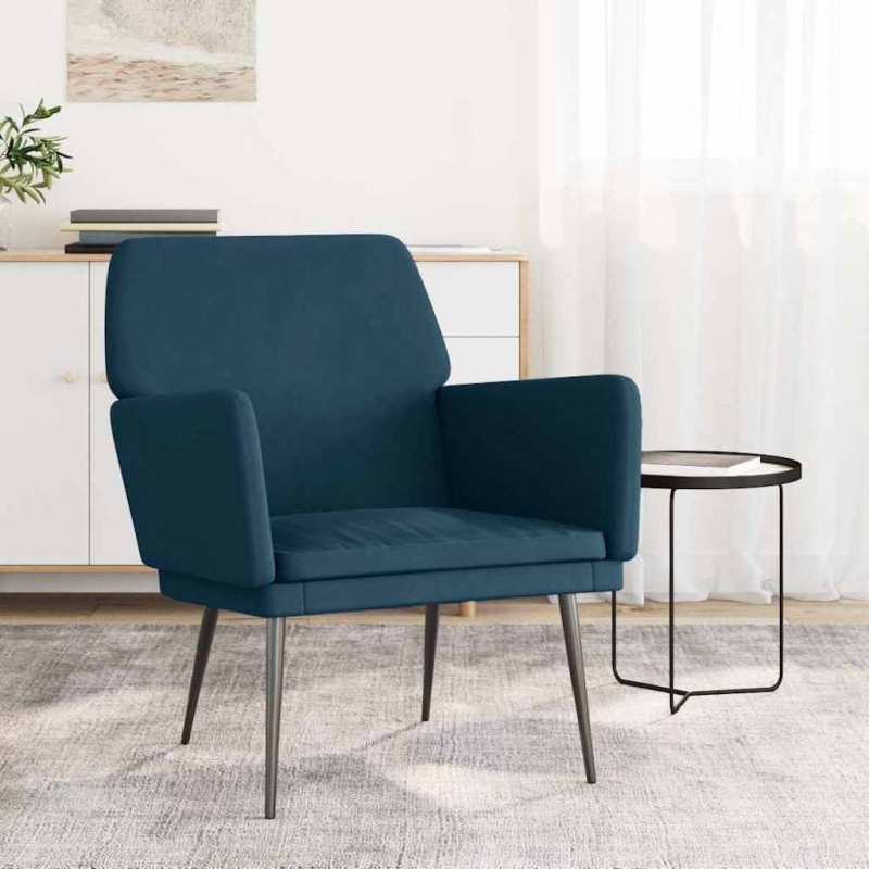 Fotel, niebieski, 62x79x79 cm, obity aksamitem