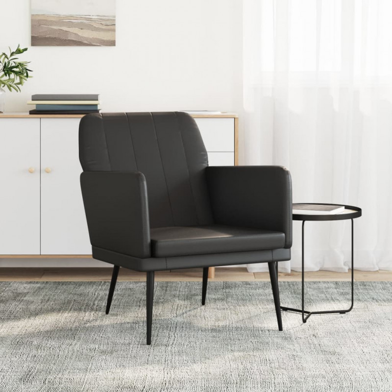 Fotel, czarny, 61x78x80 cm, obity sztuczną skórą