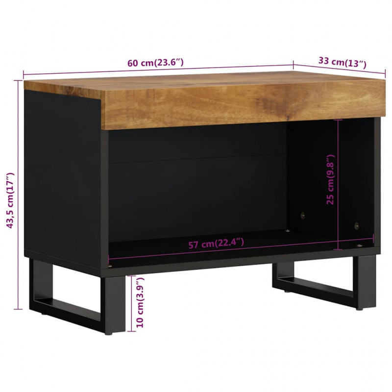Szafka pod telewizor, 60x33x43,5 cm, lite drewno mango