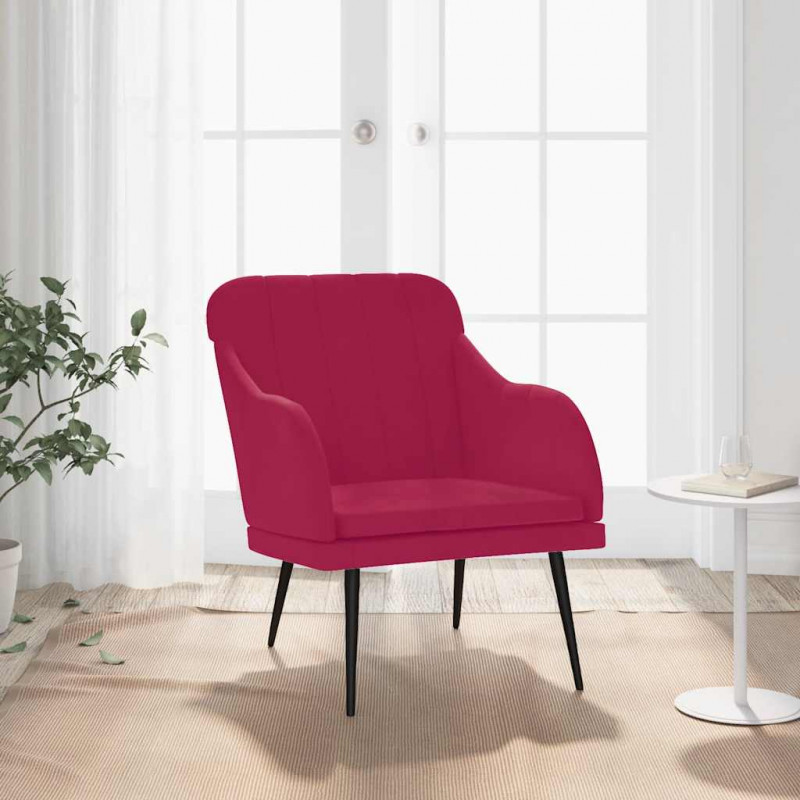 Fotel, winna czerwień, 63x76x80 cm, obity aksamitem