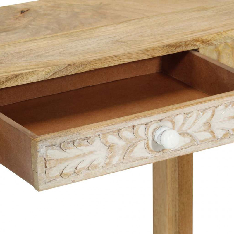 Stolik konsolowy, 110x30x75 cm, bielone drewno mango