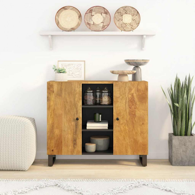 Szafka z 2 drzwiczek, 90x33x75 cm, lite drewno mango