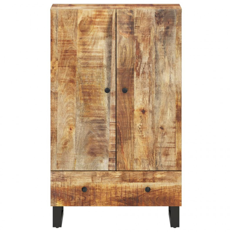 Szafka z szufladą, 60x33x100 cm, lite drewno mango i żelazo