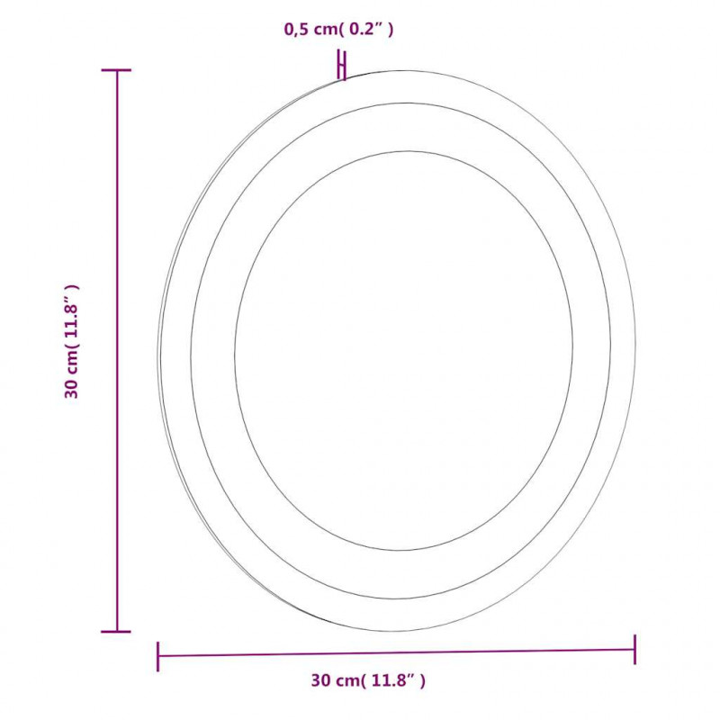 Lustro łazienkowe z LED, okrągłe, 30 cm