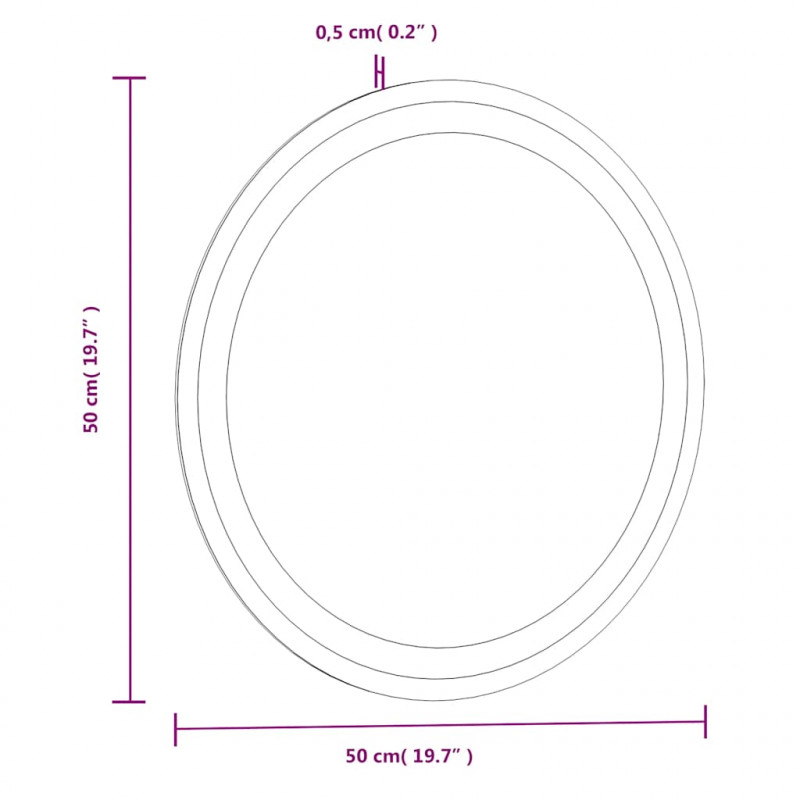 Lustro łazienkowe z LED, okrągłe, 50 cm