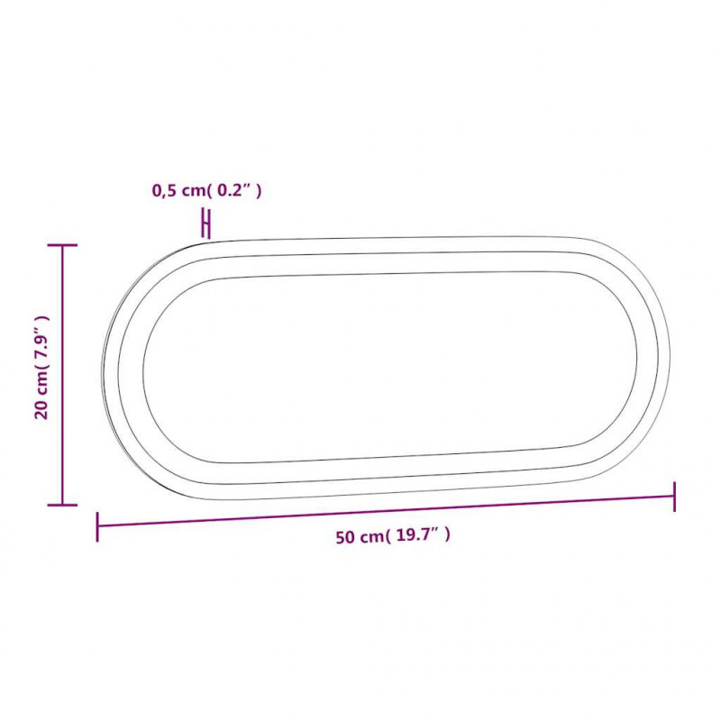 Lustro łazienkowe z LED, 50x20 cm, owalne