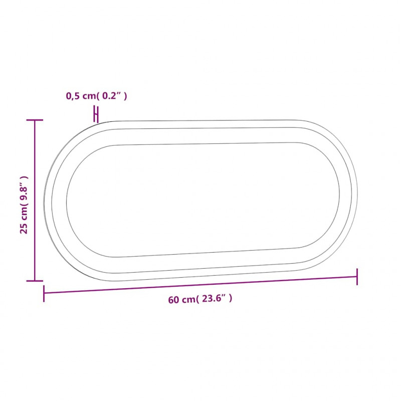 Lustro łazienkowe z LED, 60x25 cm, owalne