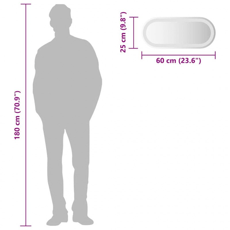 Lustro łazienkowe z LED, 60x25 cm, owalne