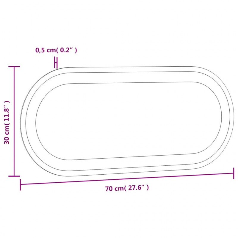 Lustro łazienkowe z LED, 70x30 cm, owalne