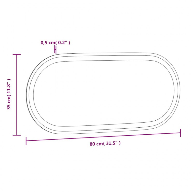 Lustro łazienkowe z LED, 80x35 cm, owalne