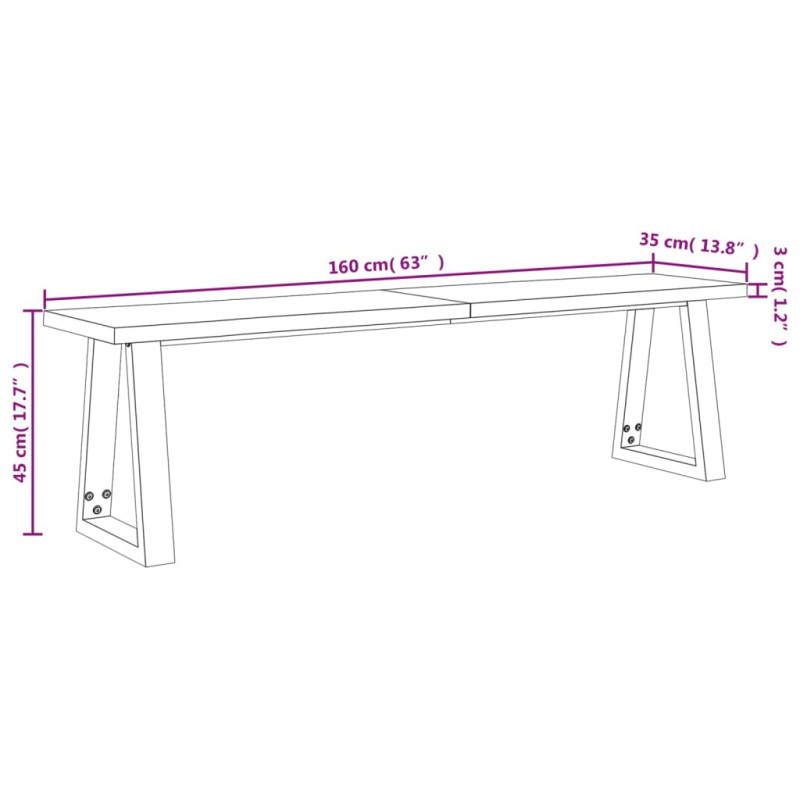 Ławka z naturalną krawędzią, 160 cm, lite drewno akacjowe