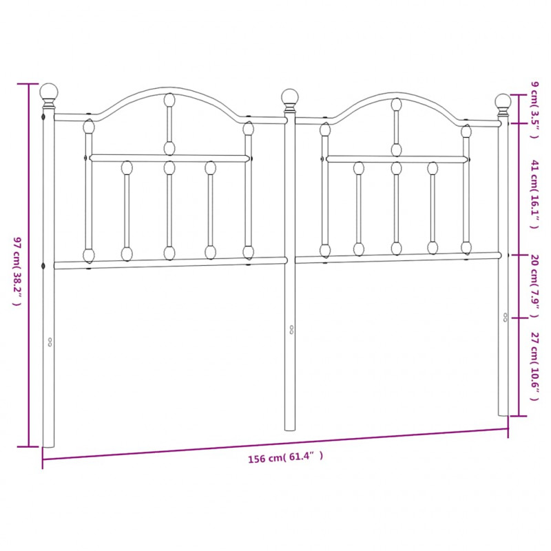 Metalowe wezgłowie, czarne, 150 cm