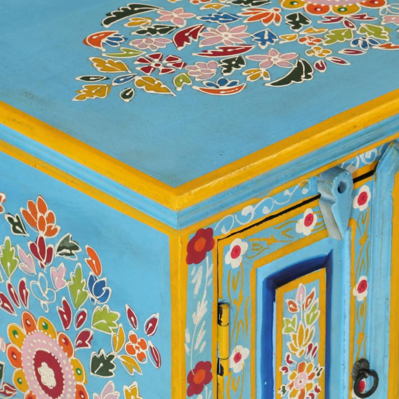 Szafka pod TV, niebieska, 110x30x40 cm, lite drewno mango