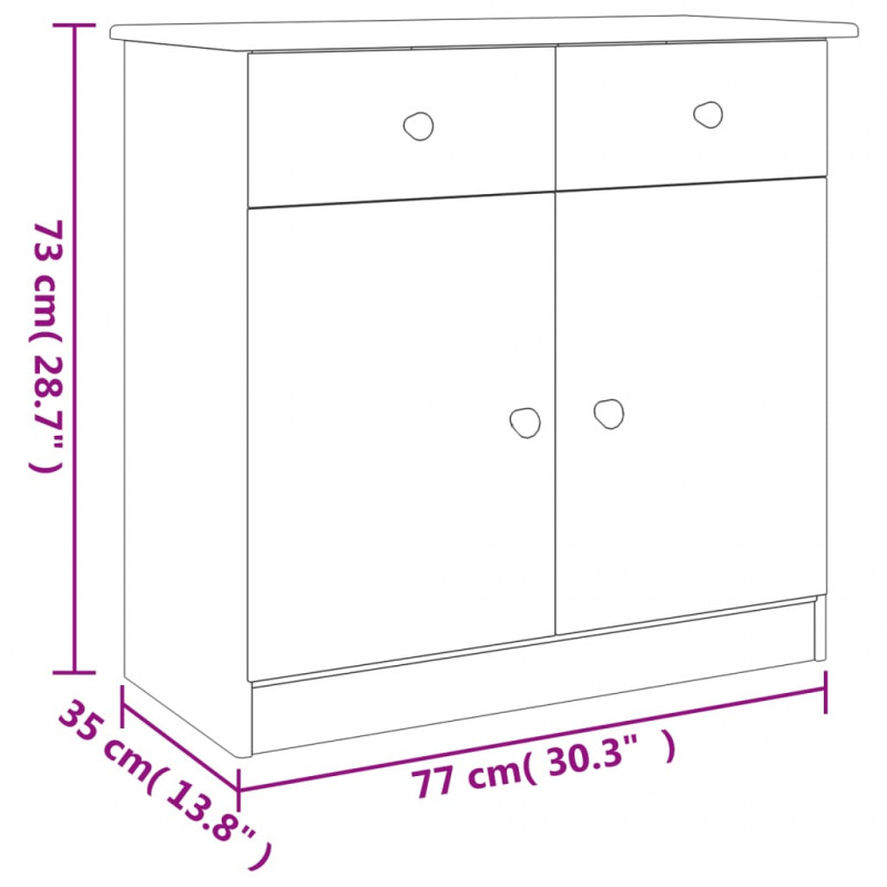 Szafka ALTA, 77x35x73 cm, lite drewno sosnowe