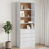 Biblioteczka z szufladami ALTA, biała, 77x35x186,5 cm, sosna