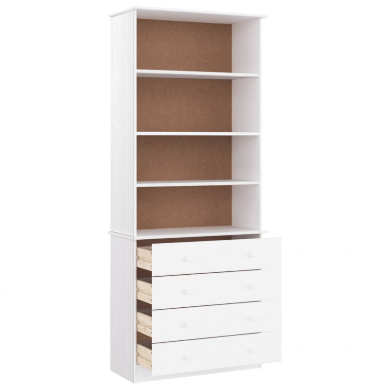 Biblioteczka z szufladami ALTA, biała, 77x35x186,5 cm, sosna