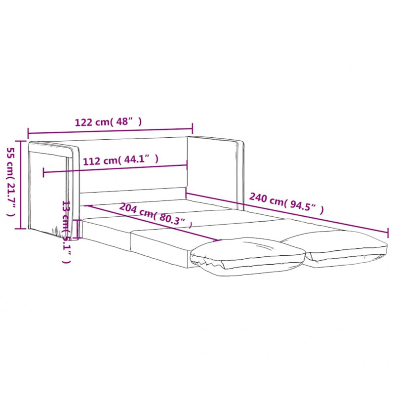 Sofa podłogowa 2-w-1, ciemnożółta, 122x204x55 cm, aksamit