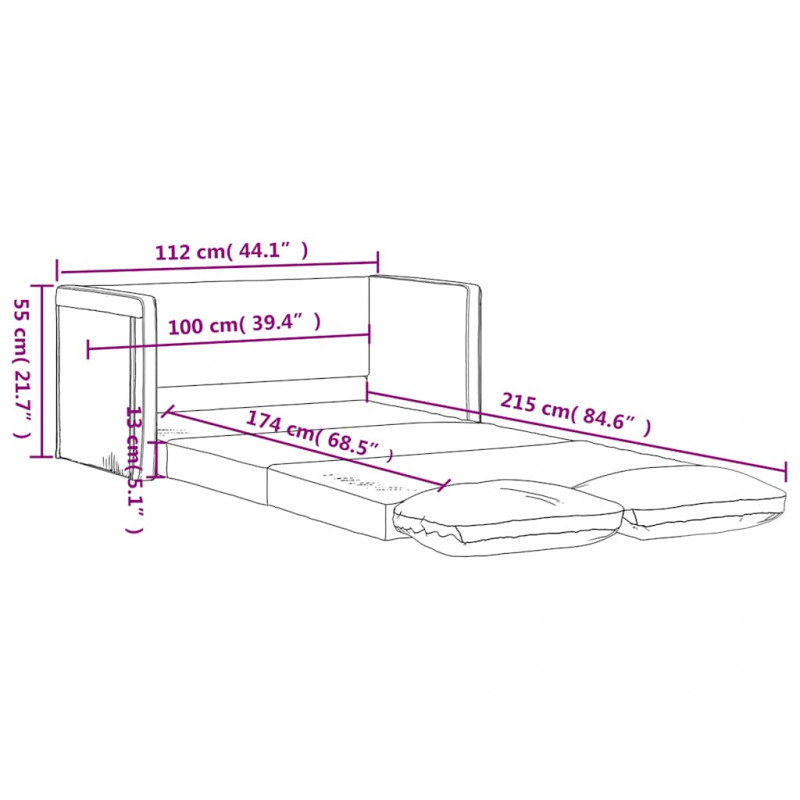 Sofa podłogowa 2-w-1, ciemnożółta, 112x174x55 cm, tkanina