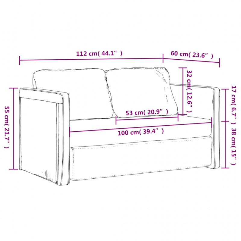 Sofa podłogowa 2-w-1, kremowa, 112x174x55 cm, sztuczna skóra
