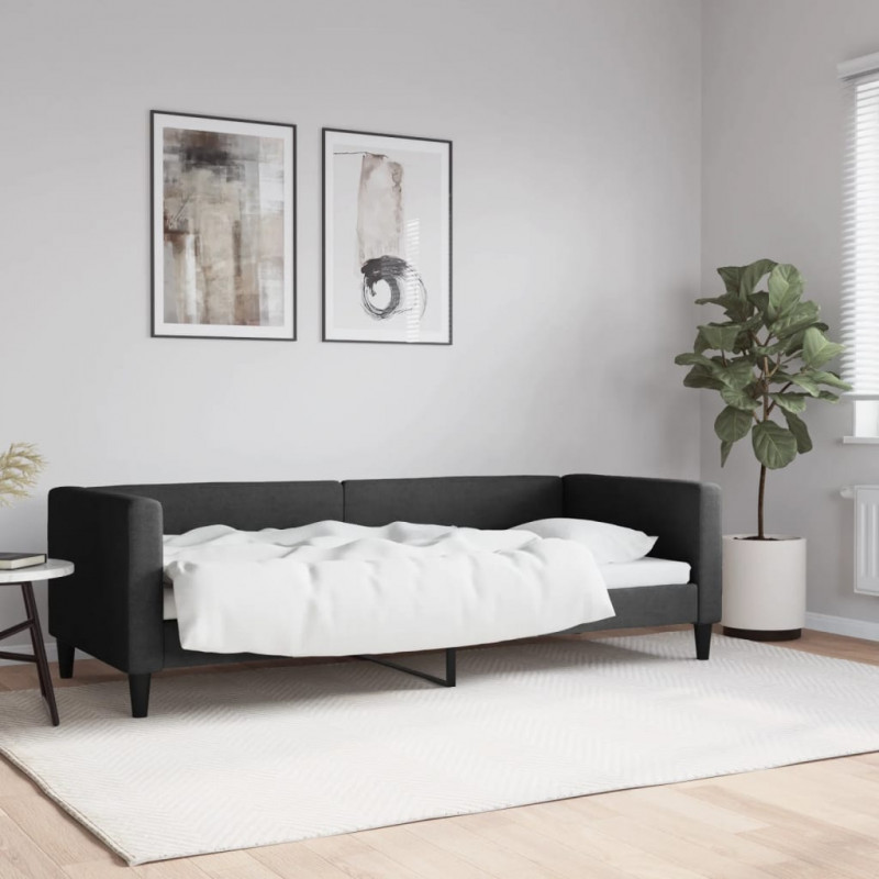 Sofa z funkcją spania, czarna, 80x200 cm, obita tkaniną