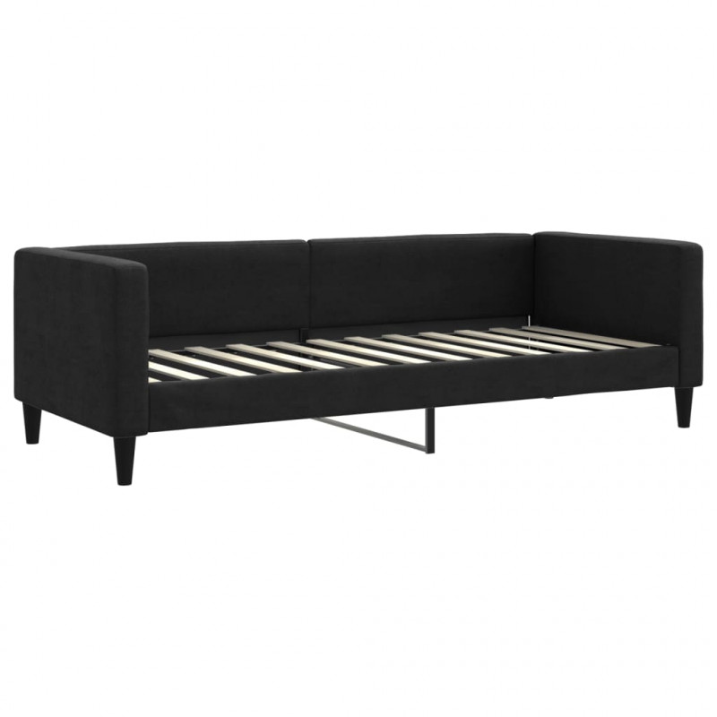 Sofa z funkcją spania, czarna, 80x200 cm, obita tkaniną