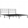 Metalowa rama łóżka z wezgłowiem, czarna, 180x200 cm