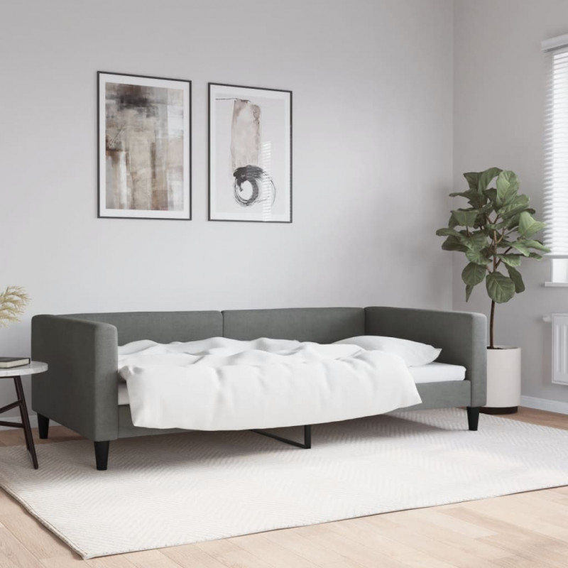 Sofa z funkcją spania, ciemnoszara, 100x200 cm, obita tkaniną