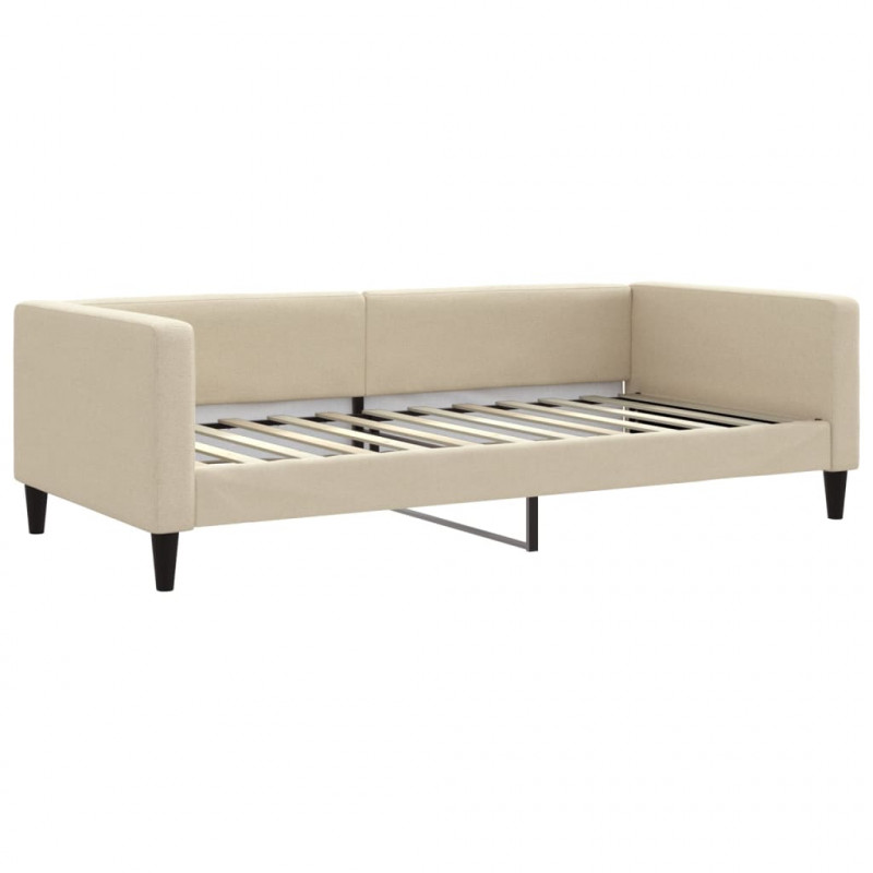 Sofa z funkcją spania, kremowa, 100x200 cm, obita tkaniną