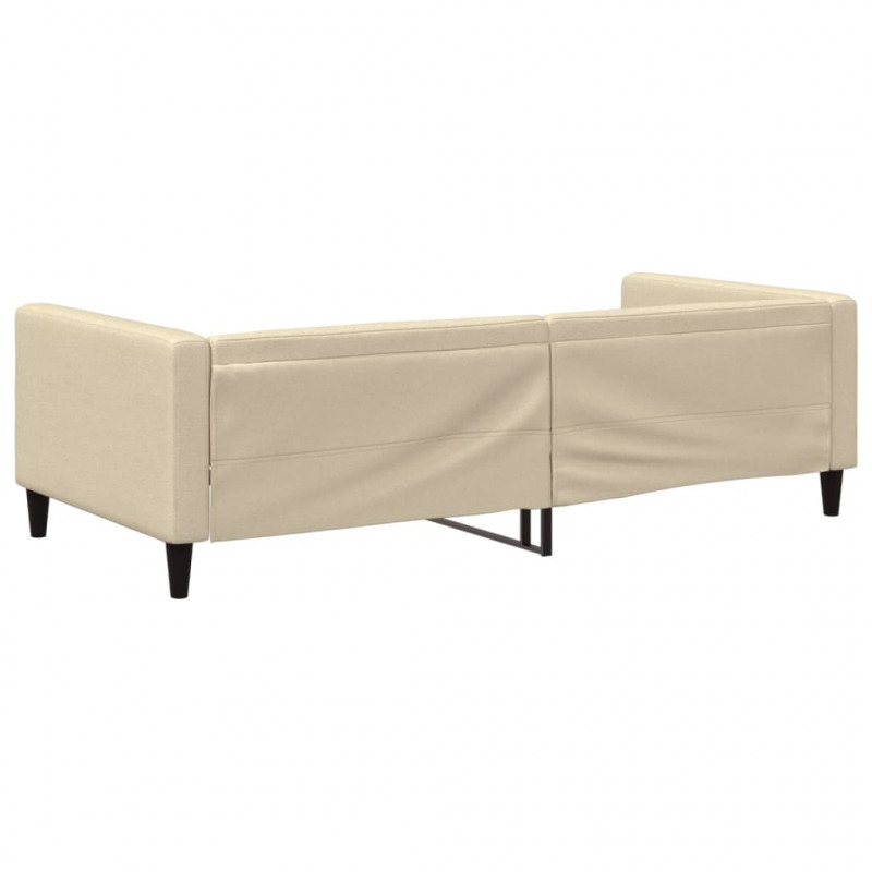 Sofa z funkcją spania, kremowa, 100x200 cm, obita tkaniną