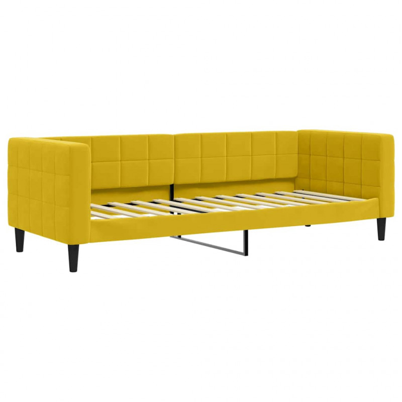 Sofa z funkcją spania, żółta, 80x200 cm, obita aksamitem
