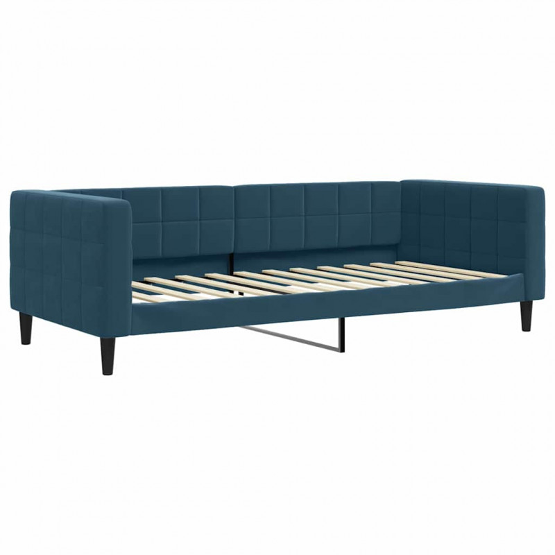 Sofa z funkcją spania, niebieska, 90x200 cm, obita aksamitem