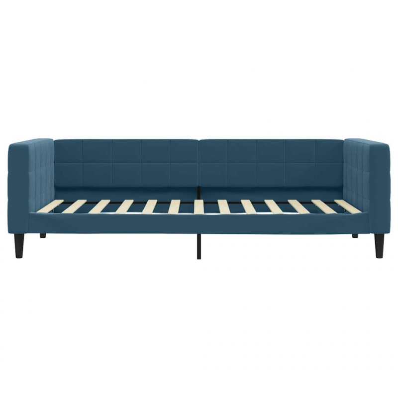 Sofa z funkcją spania, niebieska, 90x200 cm, obita aksamitem