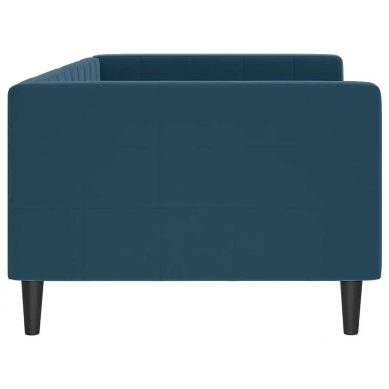 Sofa z funkcją spania, niebieska, 90x200 cm, obita aksamitem