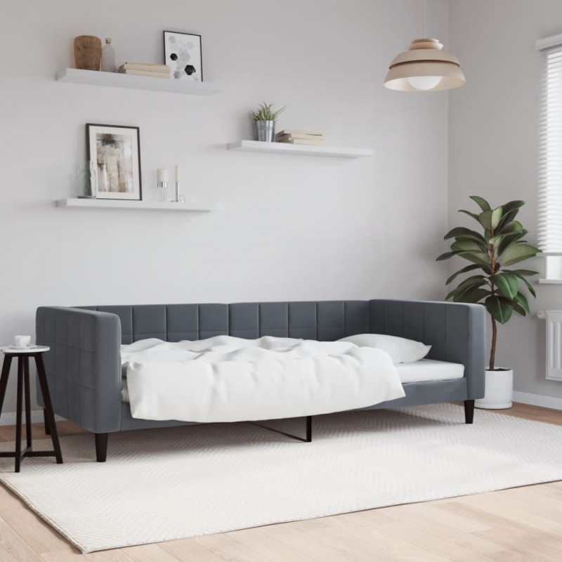 Sofa z funkcją spania, ciemnoszara, 90x200 cm, aksamit