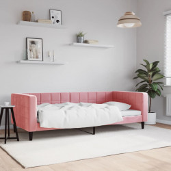 Sofa z funkcją spania, różowa, 90x200 cm, obita aksamitem