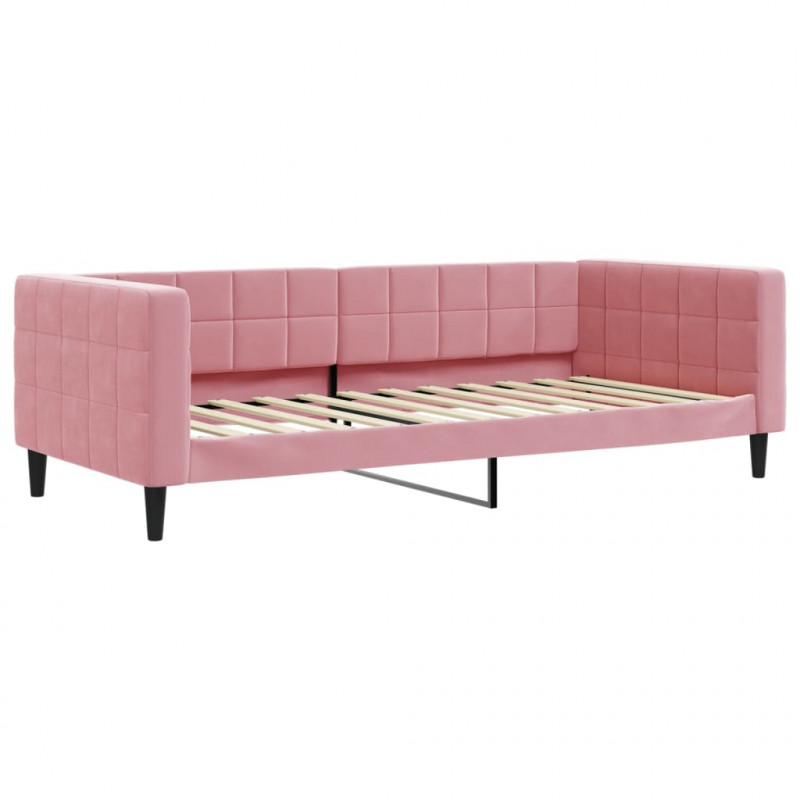 Sofa z funkcją spania, różowa, 90x200 cm, obita aksamitem