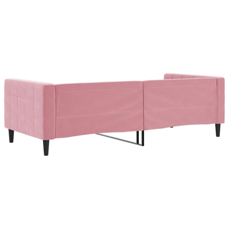 Sofa z funkcją spania, różowa, 90x200 cm, obita aksamitem