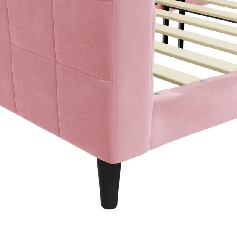Sofa z funkcją spania, różowa, 90x200 cm, obita aksamitem