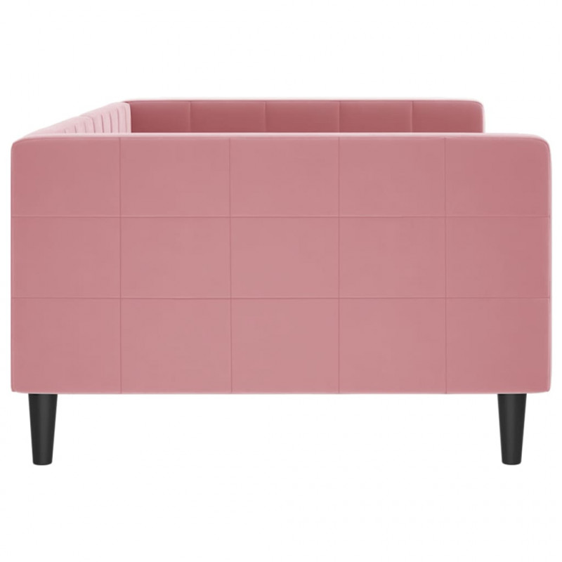 Sofa z funkcją spania, różowa, 100x200 cm, obita aksamitem