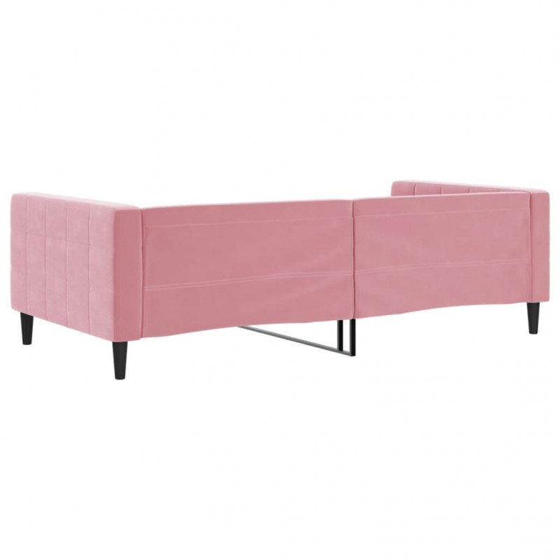 Sofa z funkcją spania, różowa, 100x200 cm, obita aksamitem