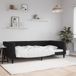 Sofa z funkcją spania, czarna, 100x200 cm, obita aksamitem