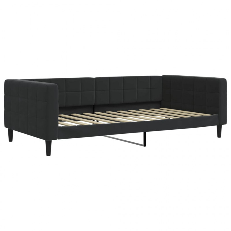 Sofa z funkcją spania, czarna, 100x200 cm, obita aksamitem