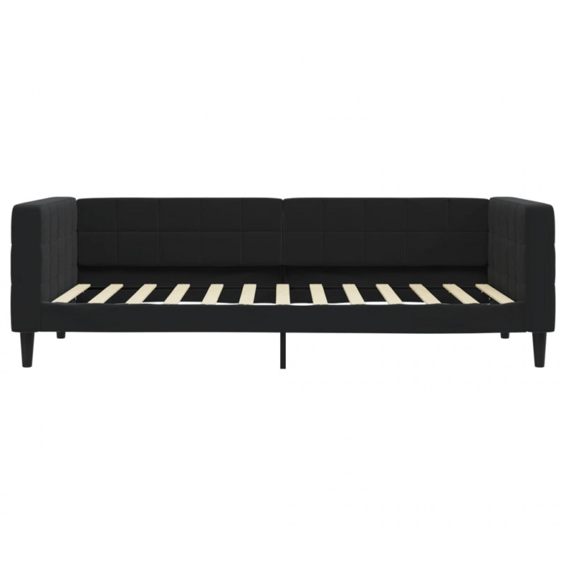 Sofa z funkcją spania, czarna, 100x200 cm, obita aksamitem